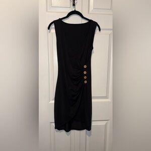NWOT SHEIN Black Mini Dress with Button Accents